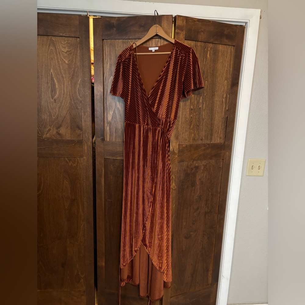 Baltic Born Wrap Rust Velvet Dress